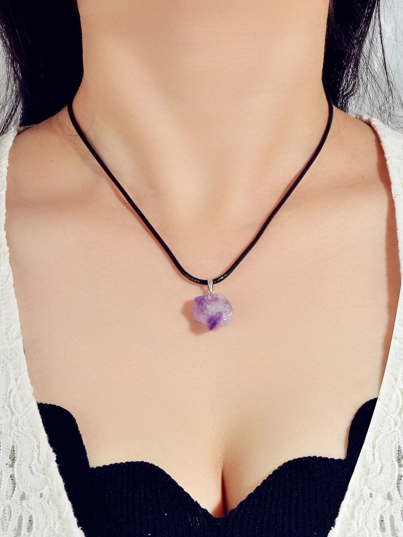 Collier Charme Améthyste Naturelle — Bijou Cristal Femme
