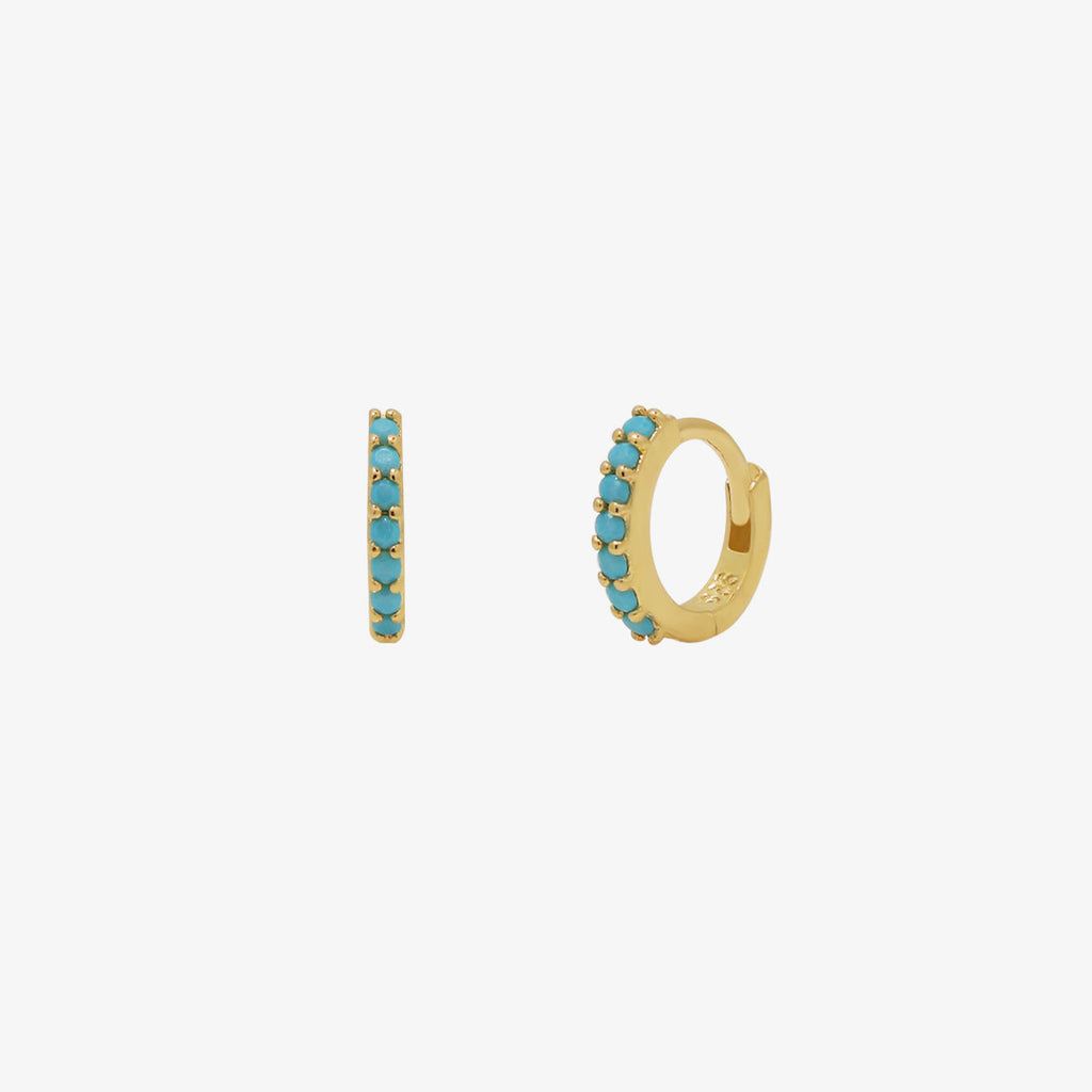 Créoles Huggie Turquoise — Boucles d'Oreilles Bohème Tropicale