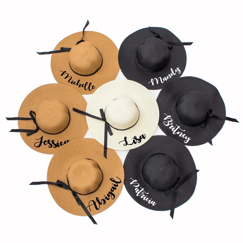 Chapeau de Plage Personnalisable – Mariage, Bride & Demoiselles d'Honneur