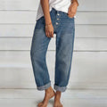 Jean Large Boyfriend Femme Taille Haute – Coupe Droite Loose Rétro Casual