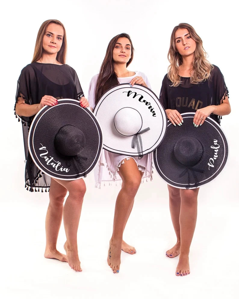 Chapeau de Plage Personnalisable – Mariage, Bride & Demoiselles d'Honneur