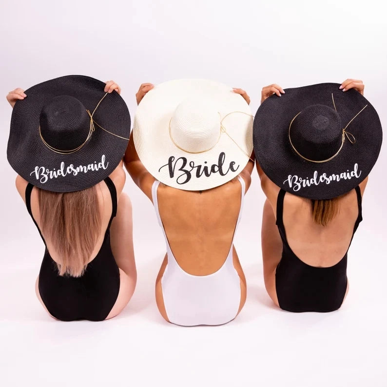 Chapeau de Plage Personnalisable – Mariage, Bride & Demoiselles d'Honneur