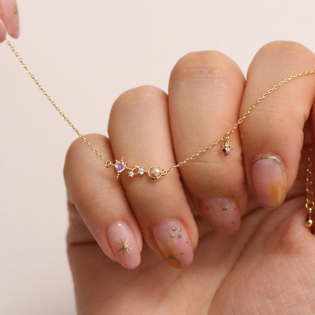Bracelet Charme Perle & Topaze Fumée — Bijou Femme