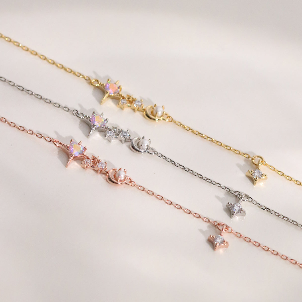 Bracelet Charme Perle & Topaze Fumée — Bijou Femme