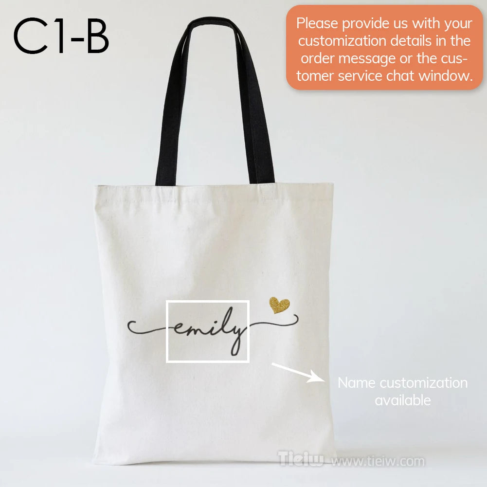 Tote Bag Personnalisé Prénom & Cœur — Sac Canvas Éco-Responsable Cadeau Mariage & Anniversaire
