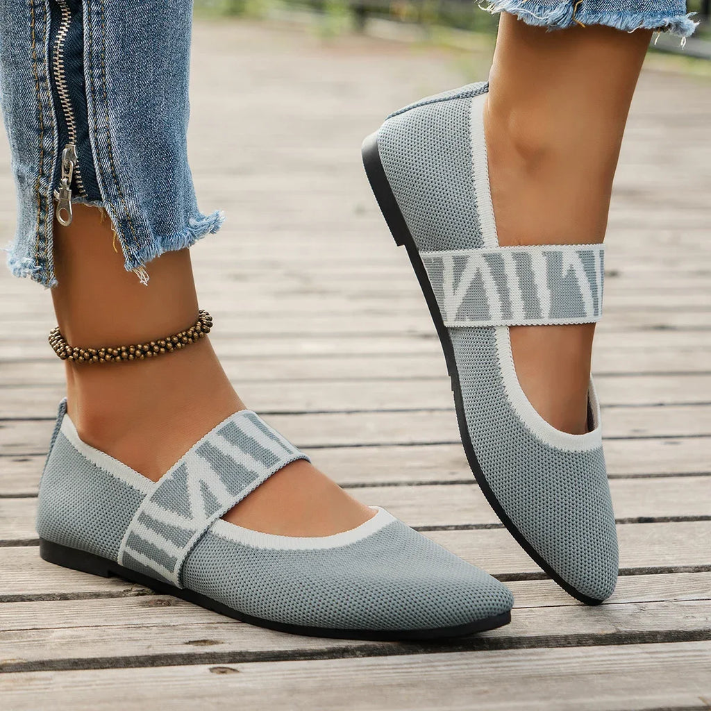 Ballerines Tricotées Color Block Femme — Loafers Casual Bout Pointu