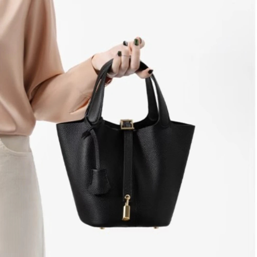 Sac Seau PU Style Panier — Sac À Main Femme Tendance Avec Pochette Intérieure