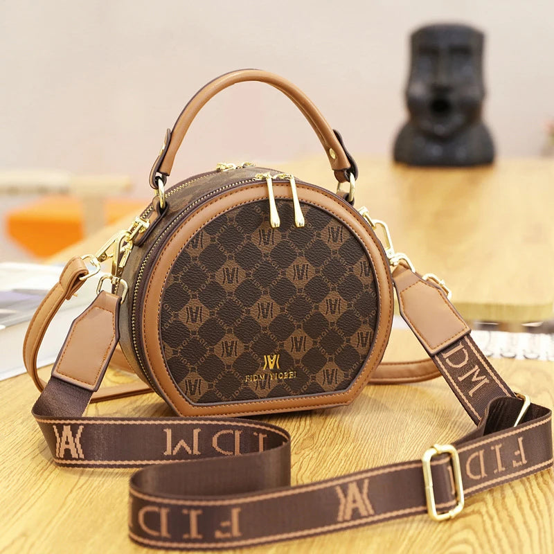 Ensemble 2 Sacs Ronds Bandoulière — Grand Sac + Pochette PU Femme Tendance