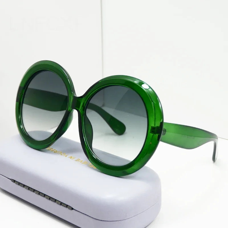Lunettes de Soleil Rondes Oversize — Grande Monture Acétate, UV400, Style Luxe Unisexe, 9 Coloris