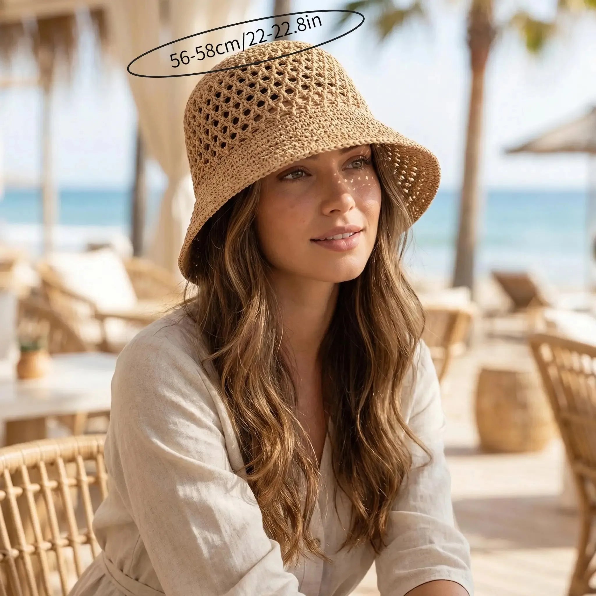 Chapeau de Plage Coréen en Paille — Bob Tissage Panama, Femme, 3 Coloris
