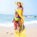 Paréo Chiffon Géométrique Grande Taille — Sarong Cover-Up Plage Femme