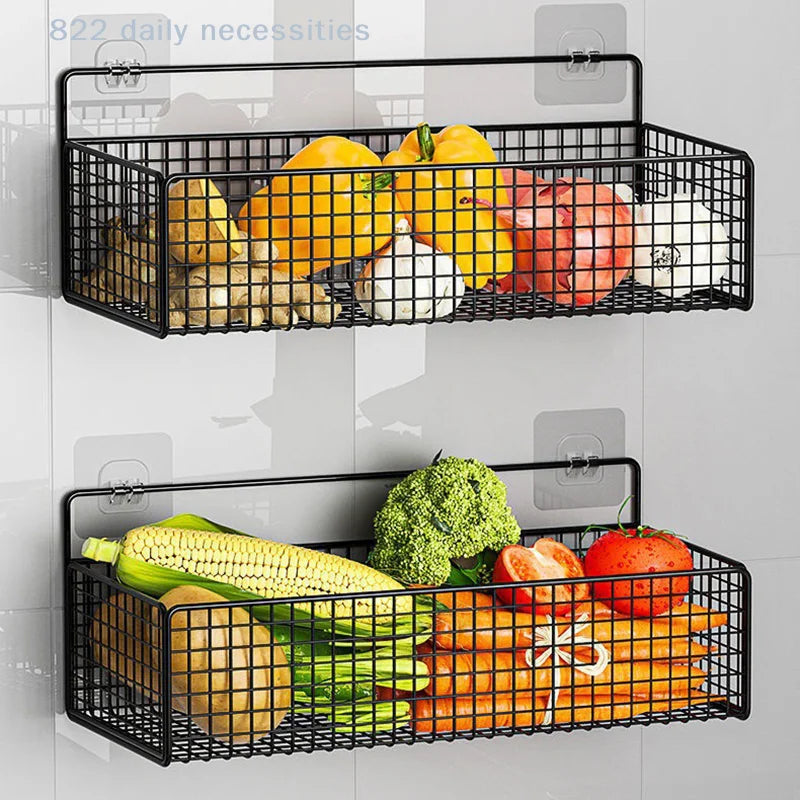 Étagère Murale Salle de Bain & Cuisine Sans Perçage – Fer, 2 Tailles