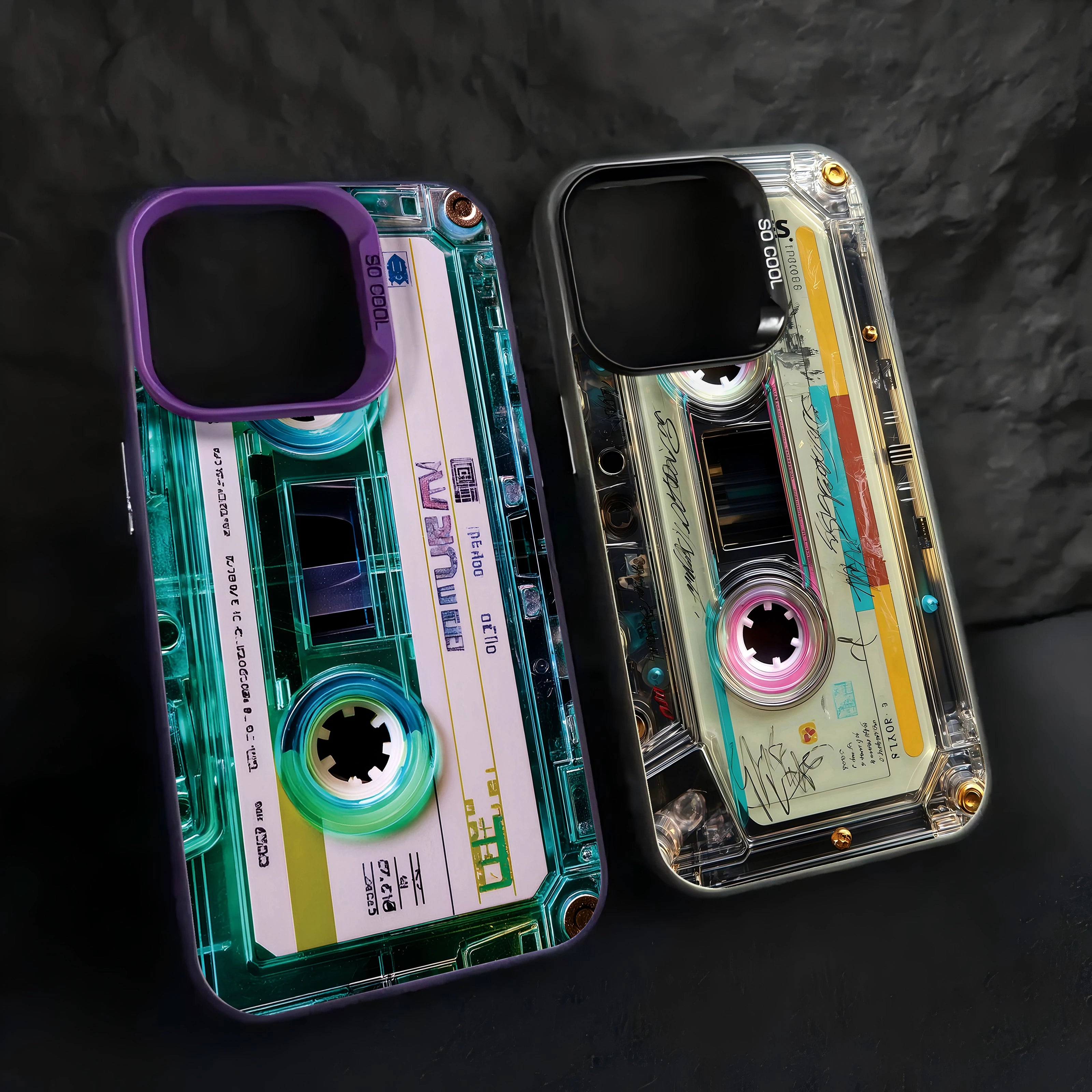 Coque Créative Cassette Tape — iPhone 11 à 17 Pro Max, Anti-Chute, Mat