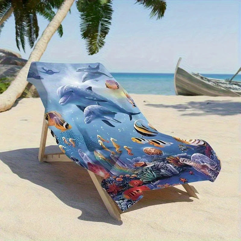 Serviette de Plage Motif Marin — Séchage Rapide, Anti-UV & Coupe-Vent