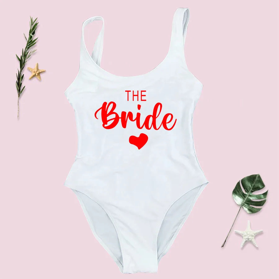 Maillot Une Pièce Team Bride EVJF 2026 — High Cut Dos Nu Femme S-3XL