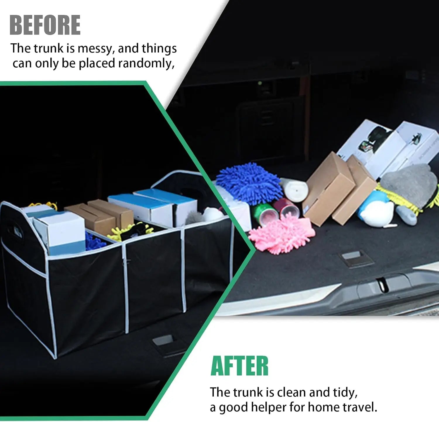 Organisateur de Coffre Pliable 3 Compartiments — Sac de Rangement Voiture