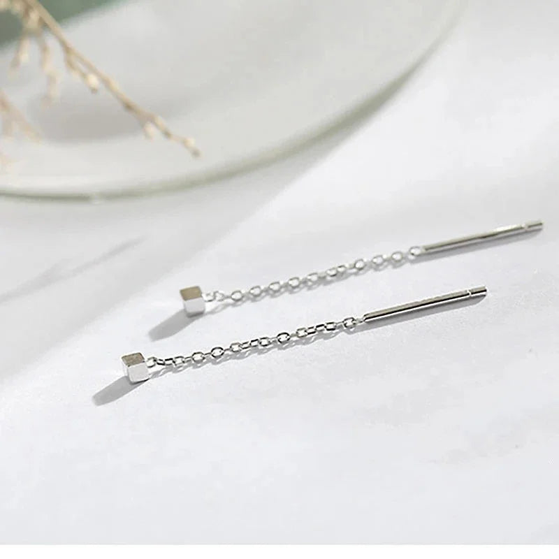 Boucles d'Oreilles Pendantes Zircon Cristal — Ear Line Rose Gold Femme