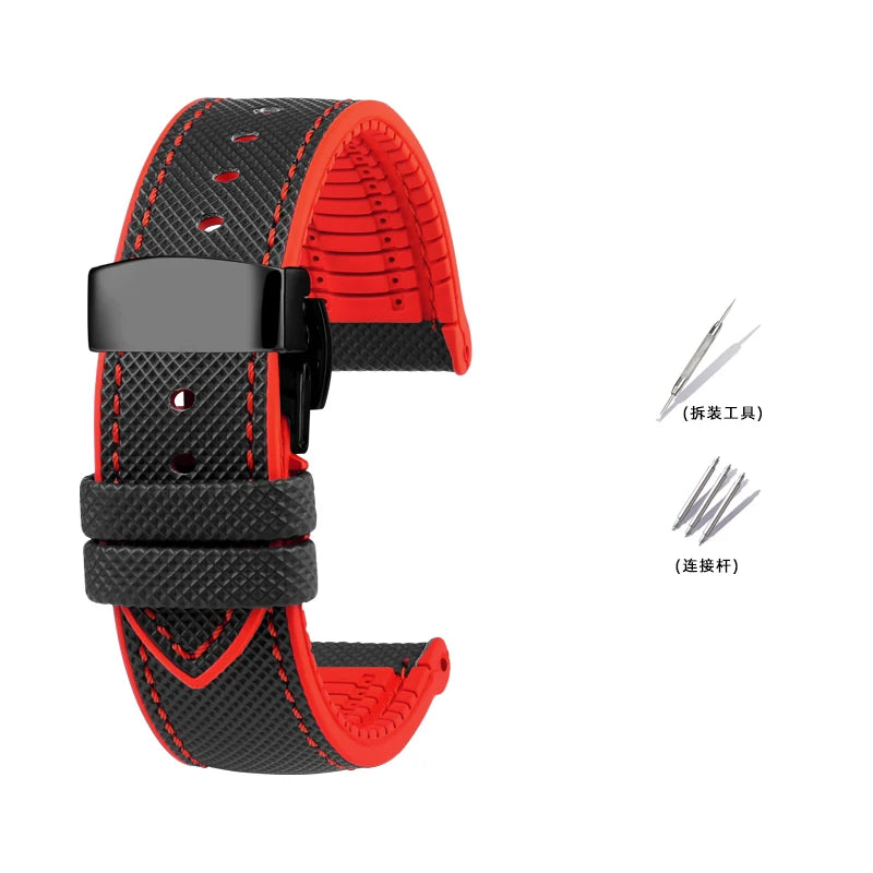 Bracelet de Montre en Caoutchouc – Compatible TAG Heuer F1 / Gulf / Aquaracer / Monaco – 20 à 24mm