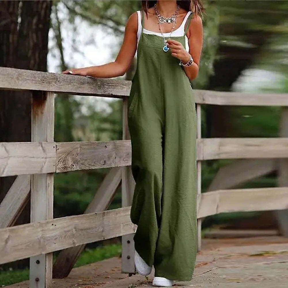 Salopette Large Sans Manches Grande Taille S-5XL — Combinaison Femme Été