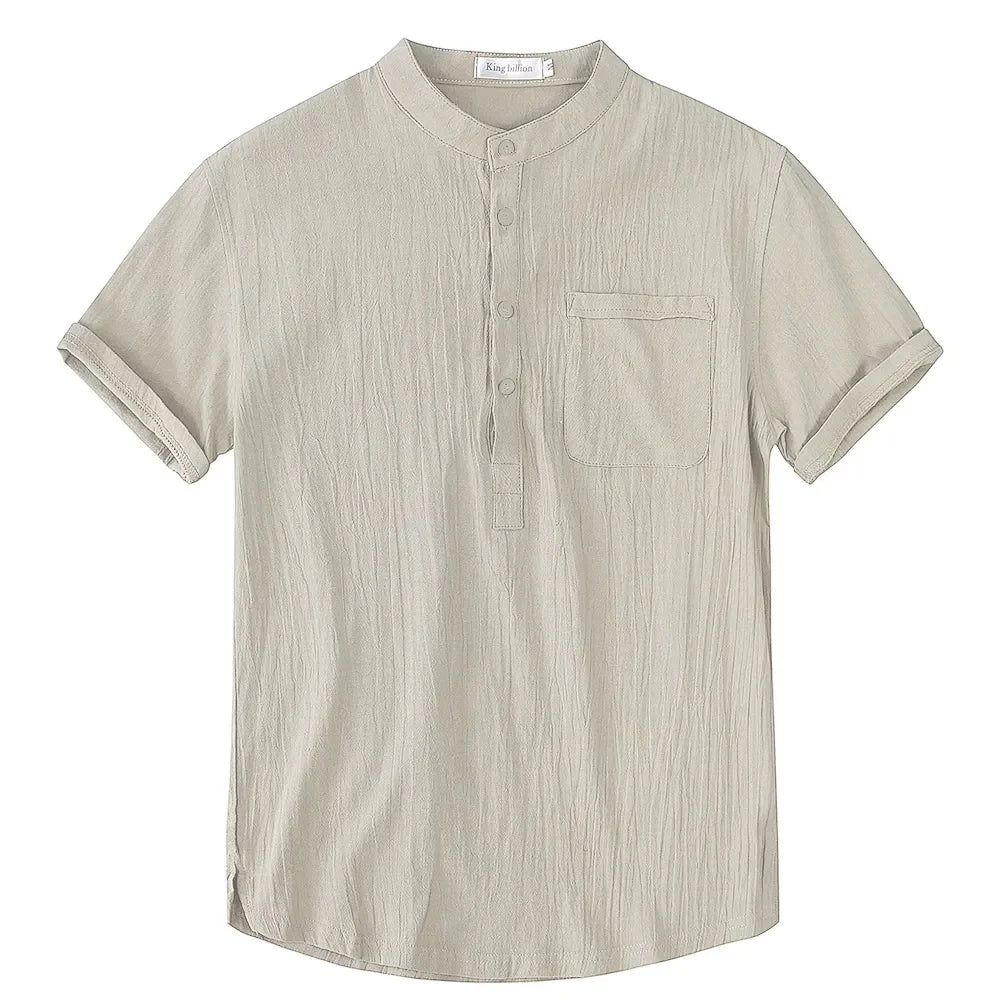 T-shirt Homme Coton Lin — Manches Courtes Été