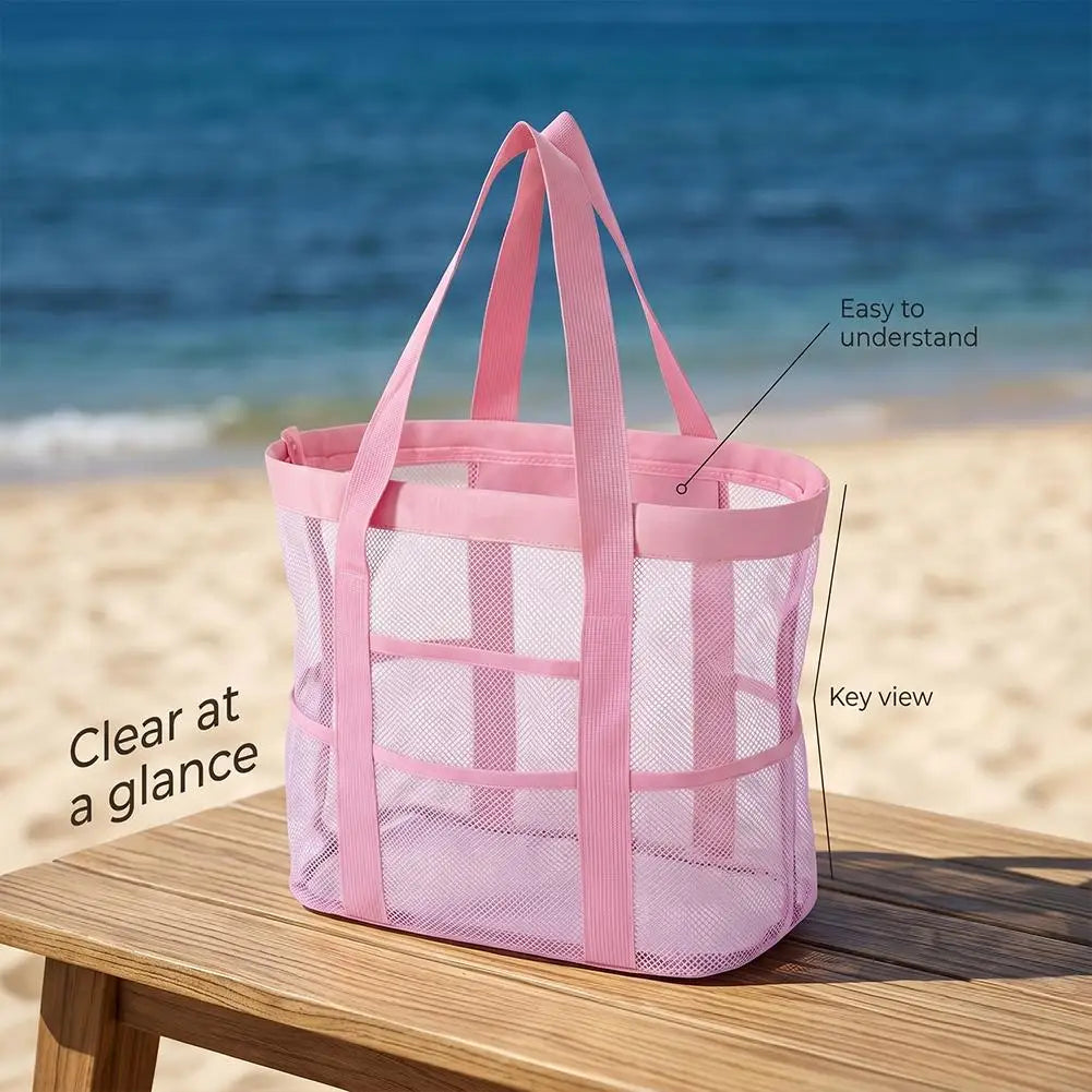 Sac de Plage Mesh – Grande Capacité, Pliable & Séchage Rapide