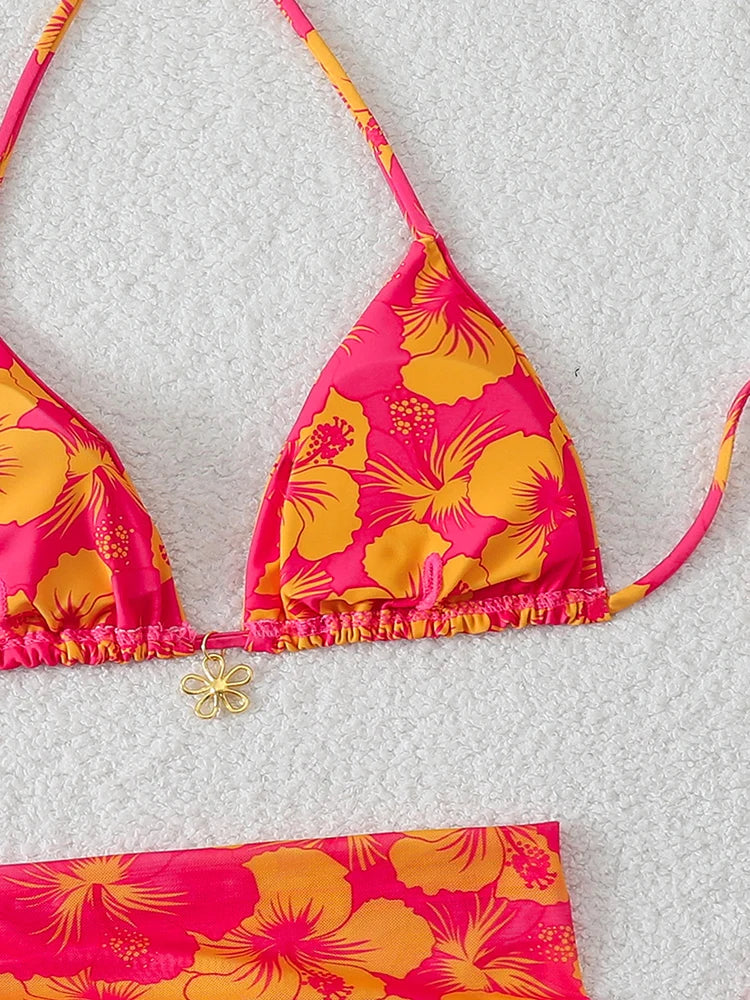 Ensemble Bikini 3 Pièces Triangle + Robe de Plage 2026 — Cover-Up Femme