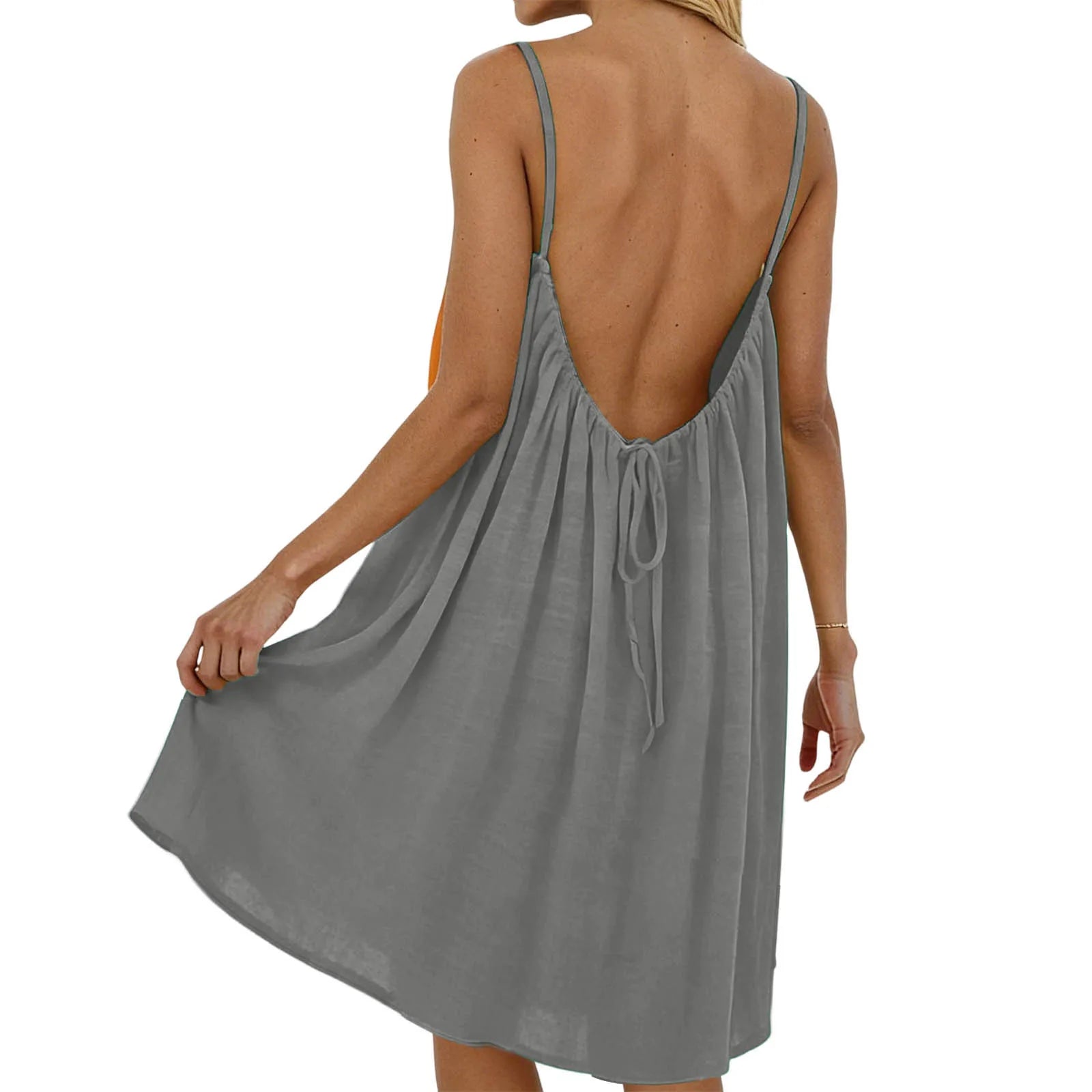 Robe Courte Dos Nu pour Femme — Mini Robe de Plage Casual Été
