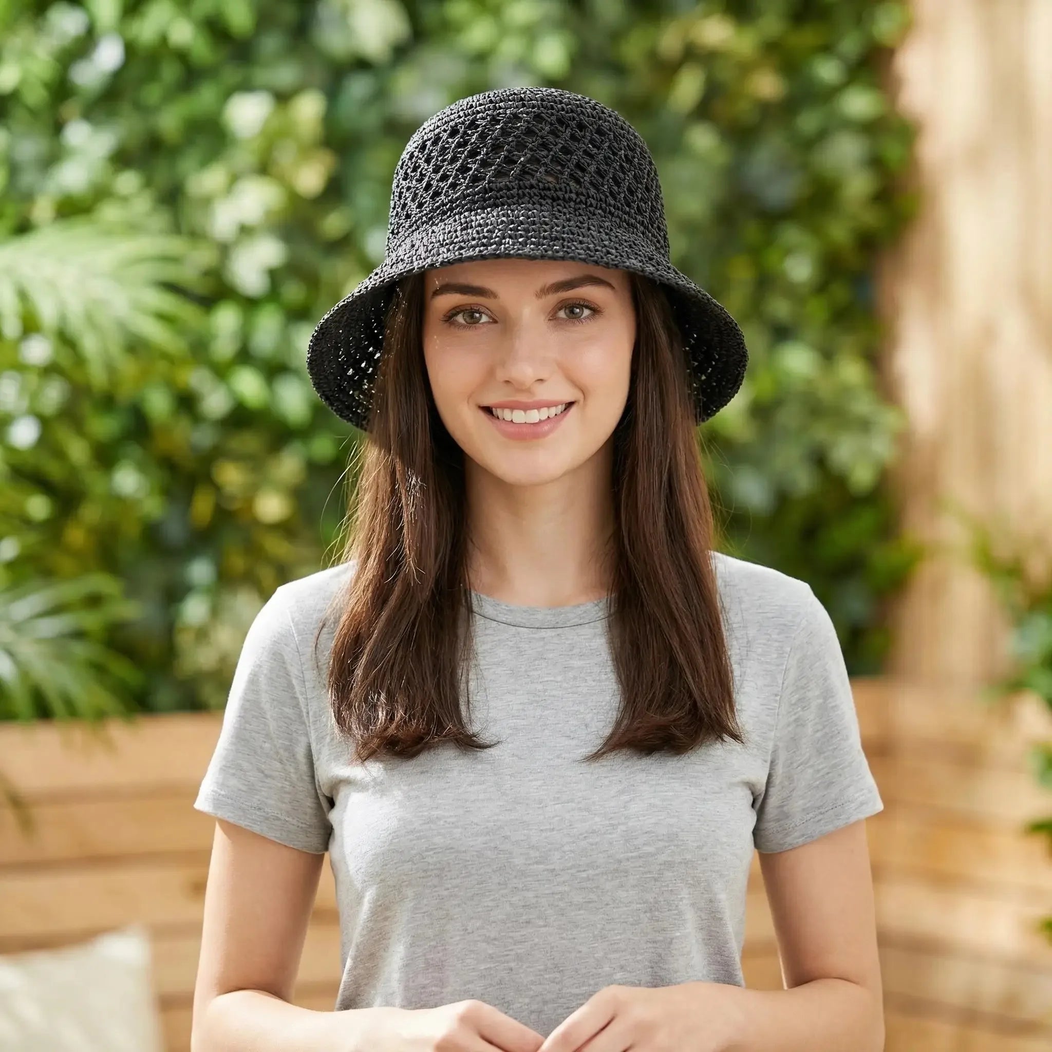 Chapeau de Plage Coréen en Paille — Bob Tissage Panama, Femme, 3 Coloris