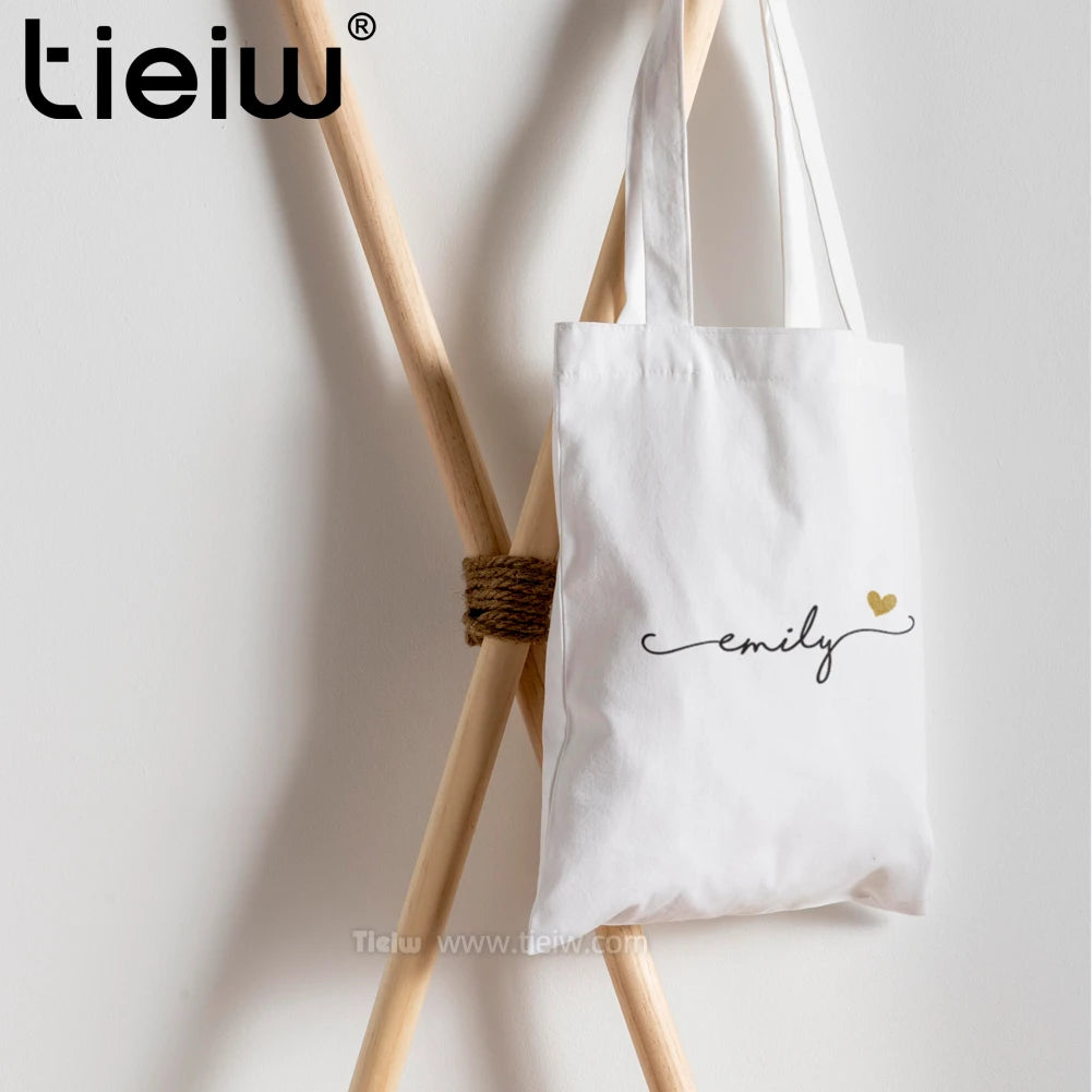 Tote Bag Personnalisé Prénom & Cœur — Sac Canvas Éco-Responsable Cadeau Mariage & Anniversaire