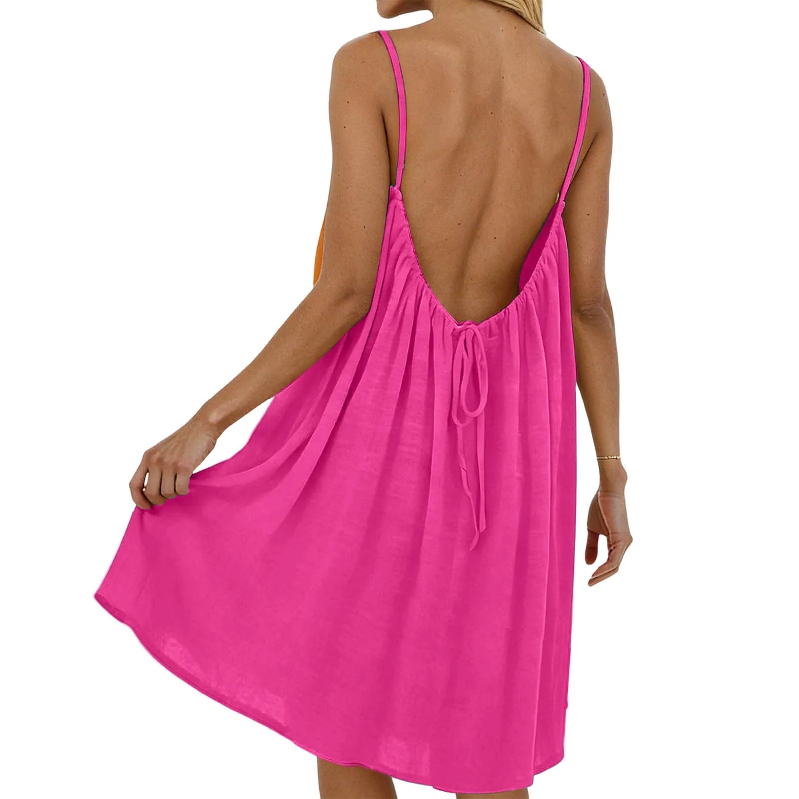 Robe Courte Dos Nu pour Femme — Mini Robe de Plage Casual Été