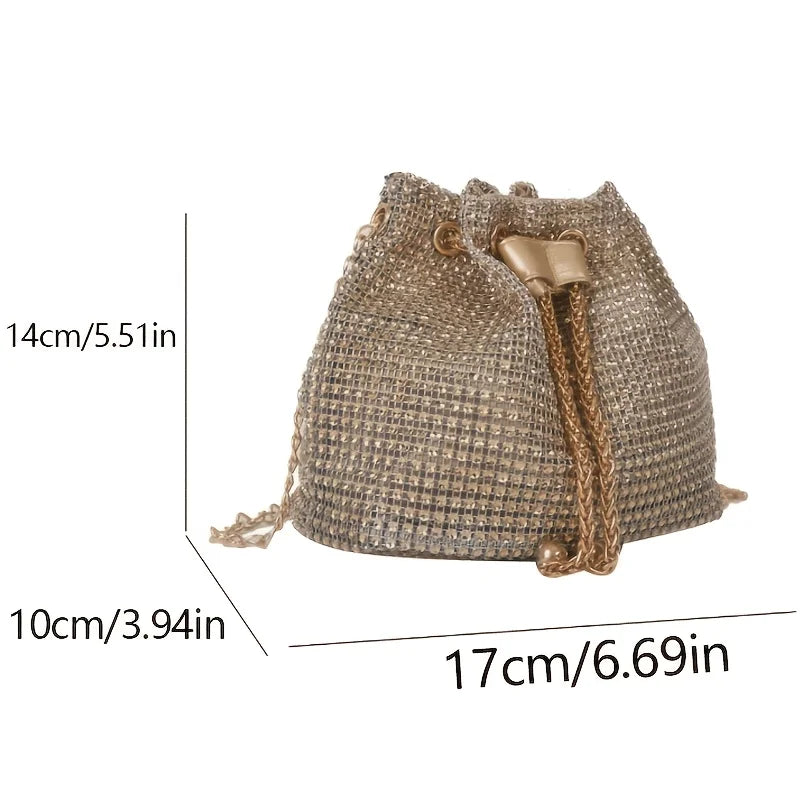 Sac Crossbody Strass & Rhinestone — Pochette Seau Multifonction Femme Soirée