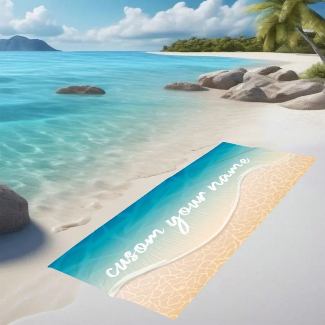 Serviette de Plage Personnalisée avec Prénom — Microfibre Anti-Sable, Cadeau Vacances