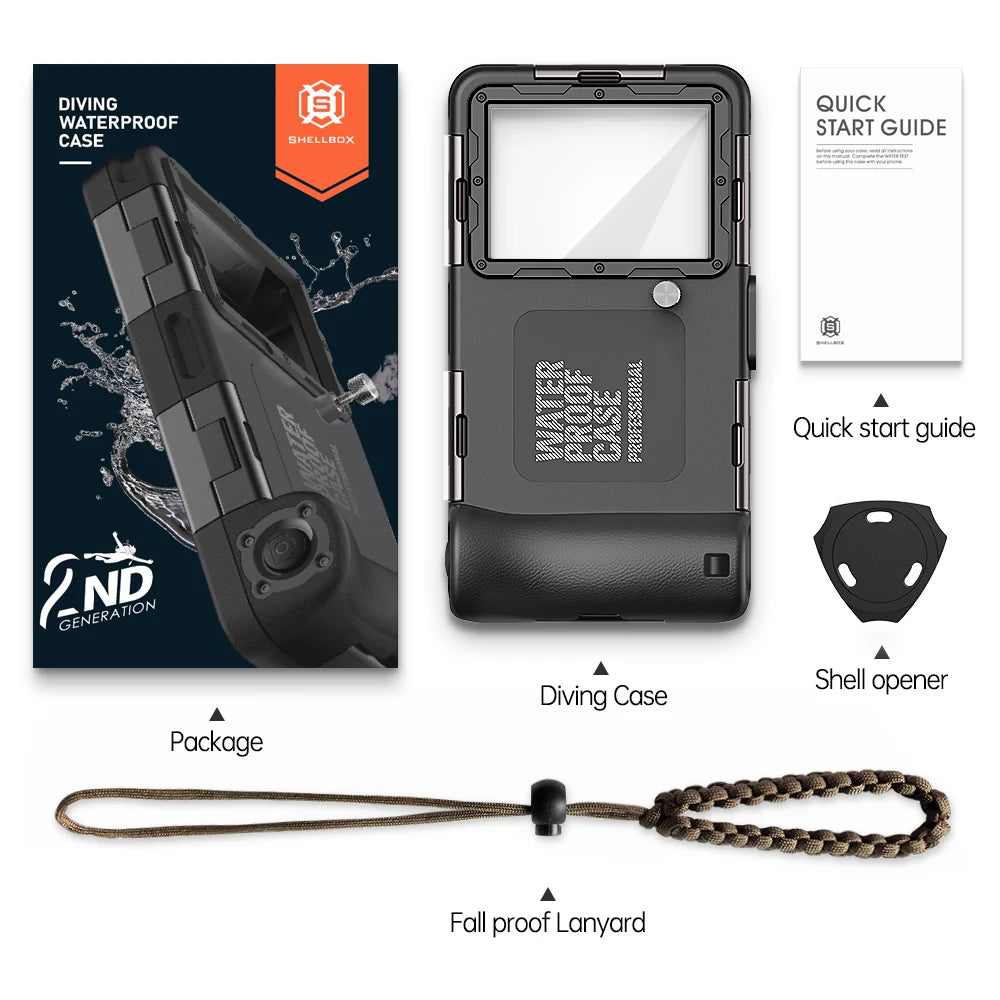 Coque Étanche Shellbox IP68 — 15m/50ft, Anti-Choc, Avec Lanière, Universelle 6,9"
