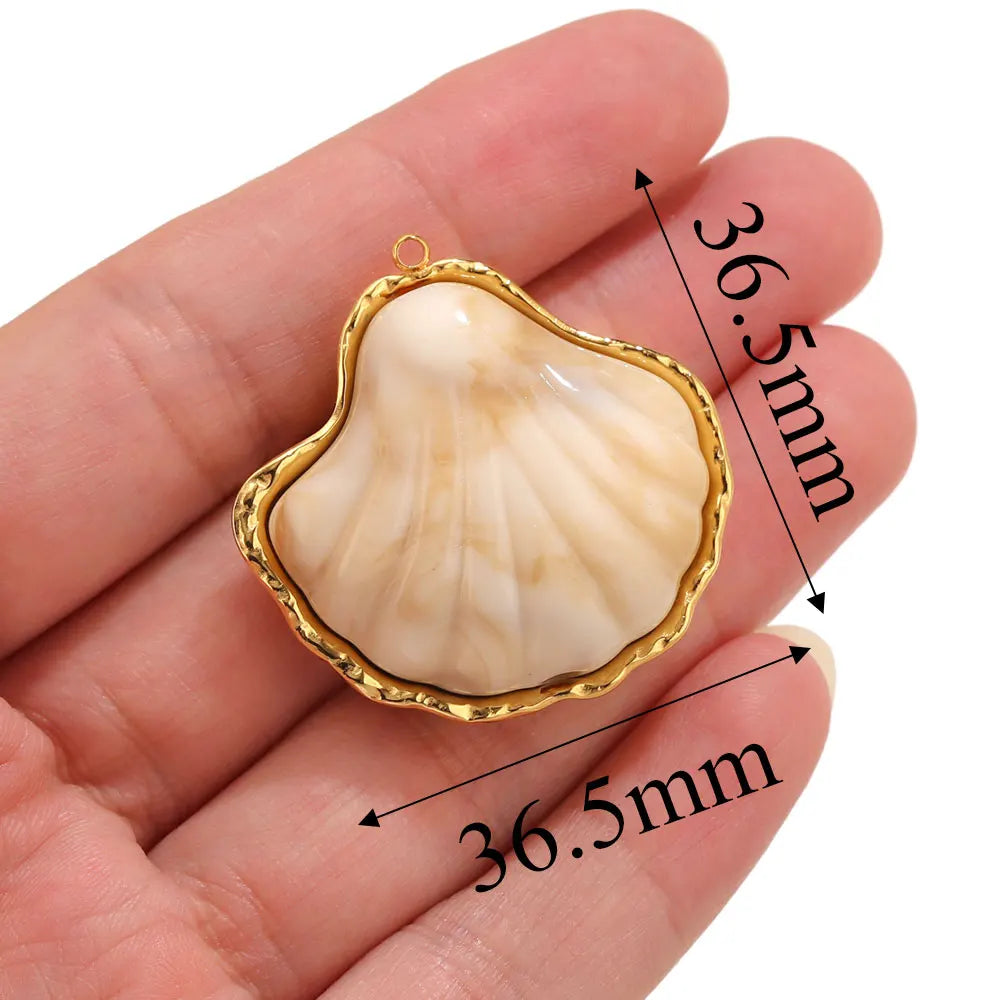 Lot 2 Breloques Coquillage & Étoile de Mer Acier Inoxydable — Pendentifs Bijoux Plage Fait Main