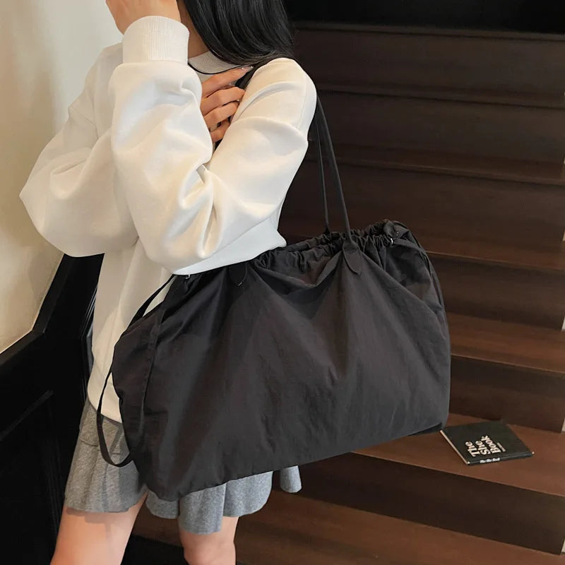 Grand Sac Seau Nylon Cordon — Tote Bag Léger Grande Capacité Femme