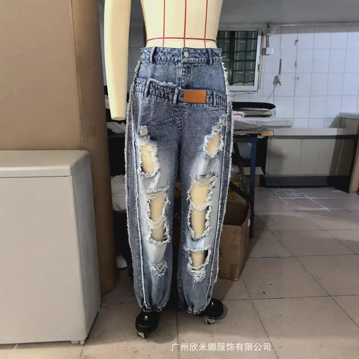 Jean Destroyé Jambe Droite Femme – Décontracté Cheville Lié Style Américain
