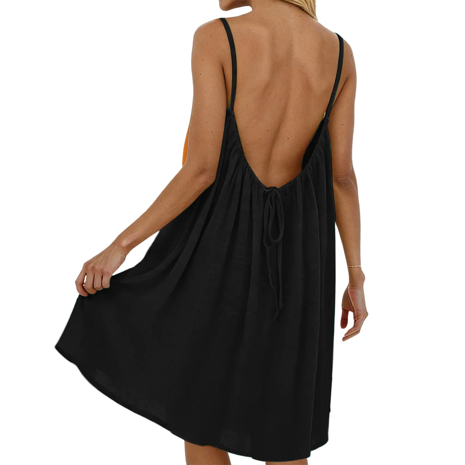 Robe Courte Dos Nu pour Femme — Mini Robe de Plage Casual Été