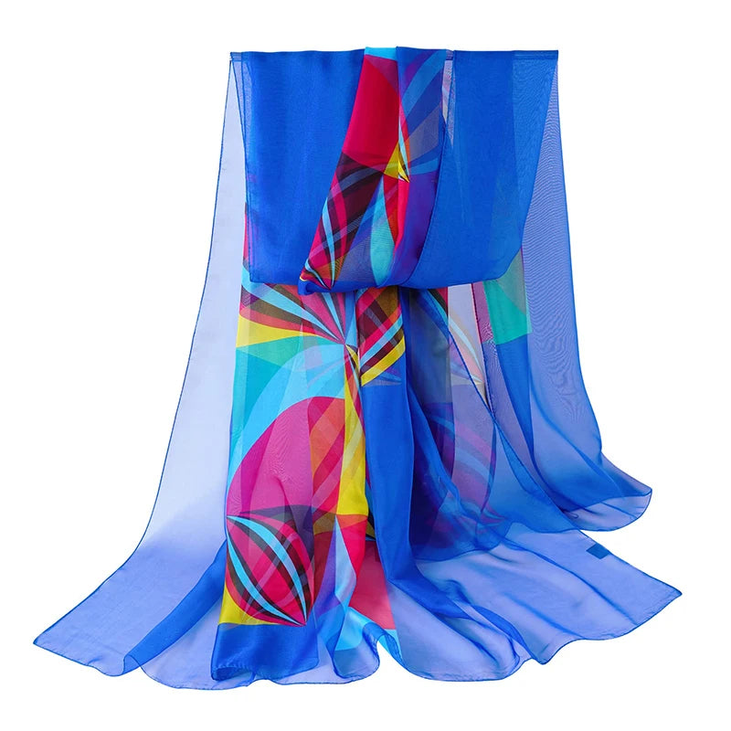 Paréo Chiffon Géométrique Grande Taille — Sarong Cover-Up Plage Femme
