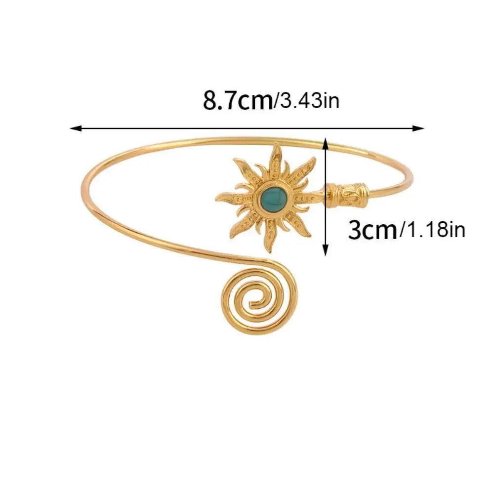 Bracelet Manchette Soleil Femme — Bangle Torsadé Ouvert Style Boho