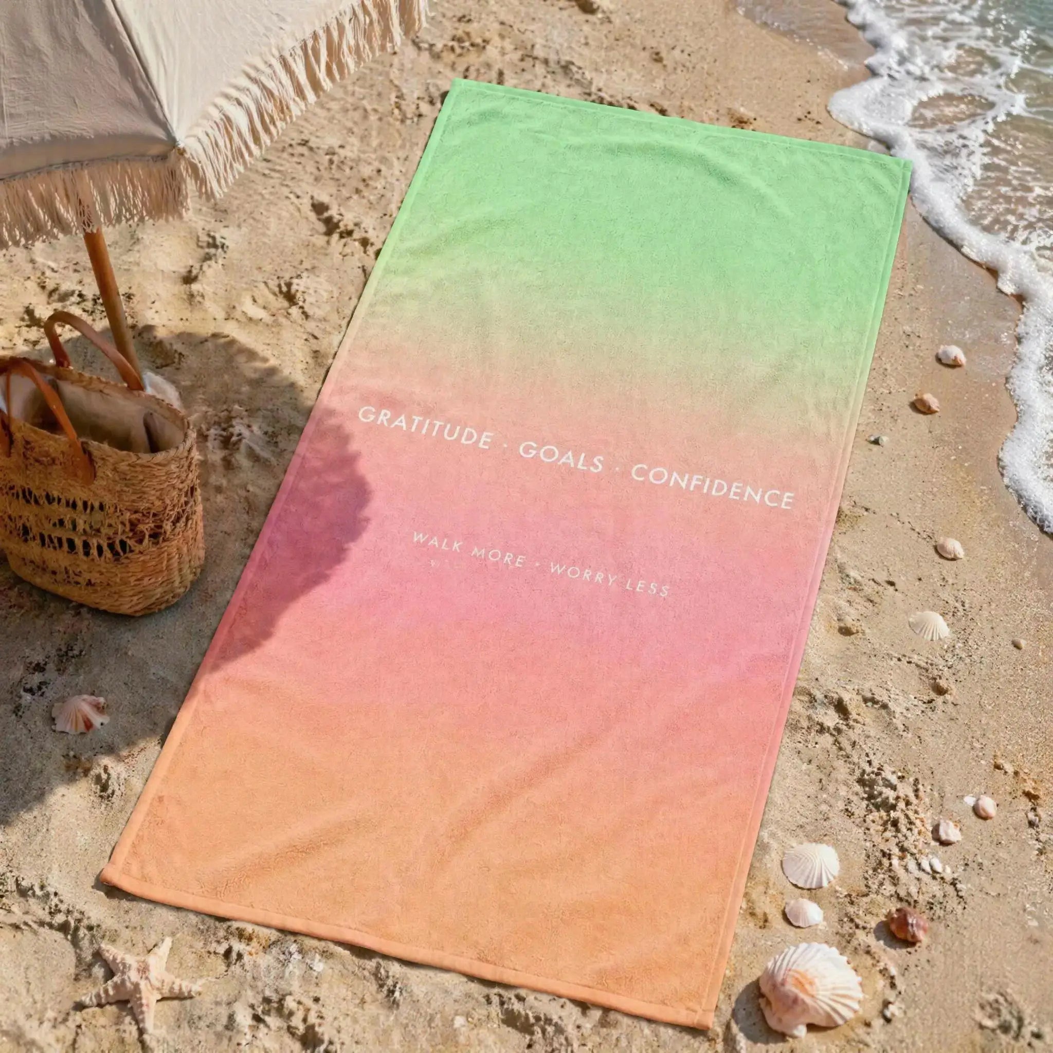 Serviette de Plage Phrases Motivantes — Légère, Séchage Rapide, Anti-Sable