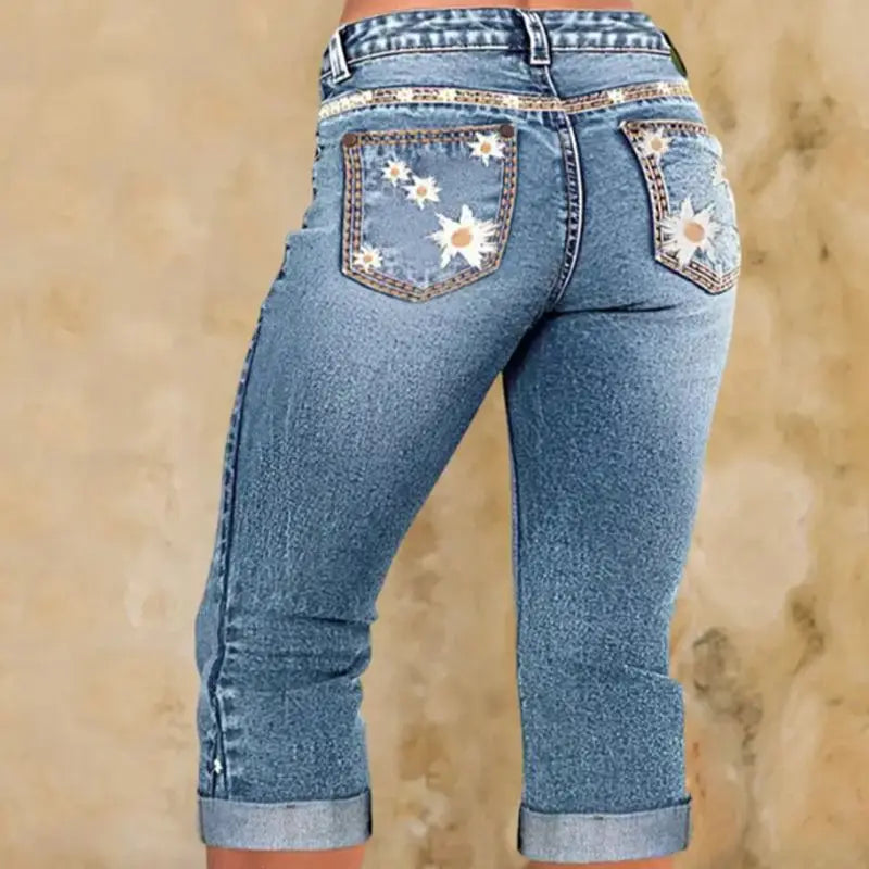 Jean Capri Taille Haute Femme – Coupe Slim Denim Style Rétro