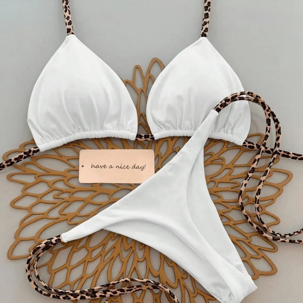 Bikini Bandeau Couleur Unie Tanga — Maillot 2 Pièces Femme Été