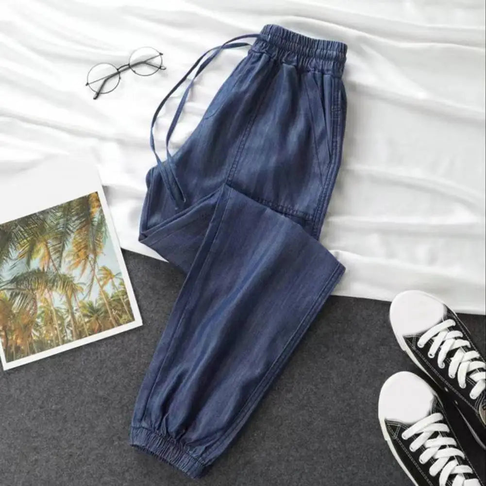 Pantalon Harem Denim Femme Taille Haute – Jean Ample Fluide 9/10