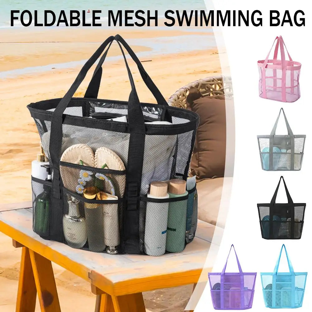 Sac de Plage Mesh – Grande Capacité, Pliable & Séchage Rapide