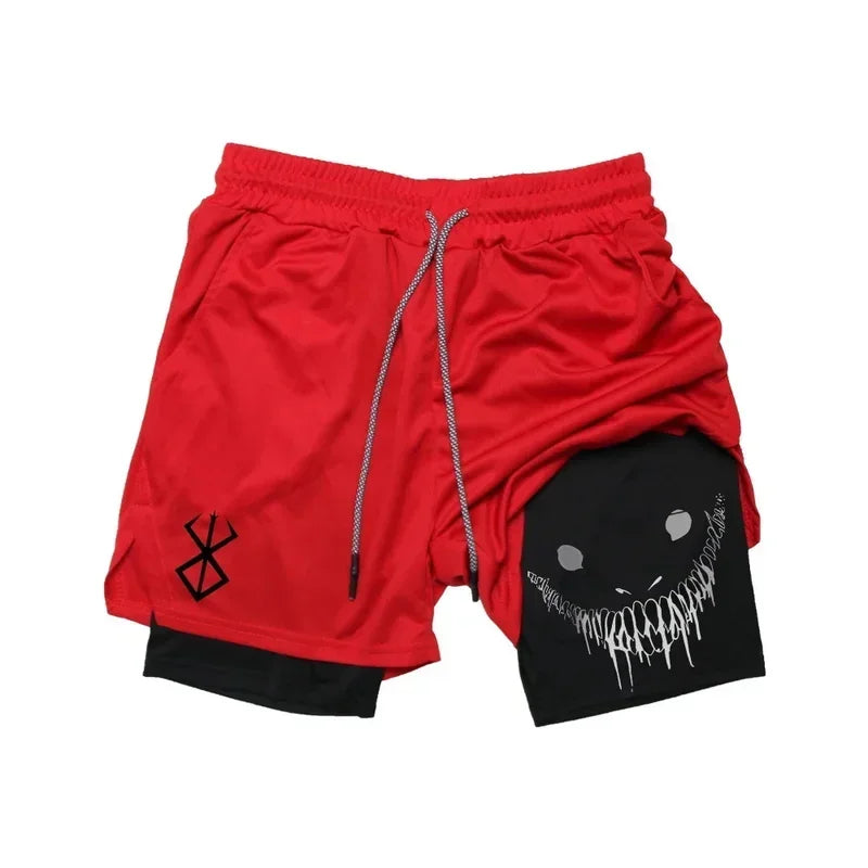 Short Sport Homme – Imprimé Graphique, Double Couche, Séchage Rapide