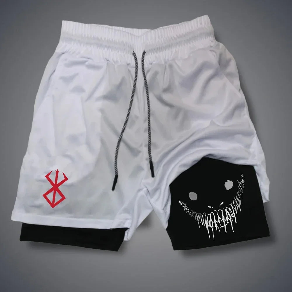 Short Sport Homme – Imprimé Graphique, Double Couche, Séchage Rapide