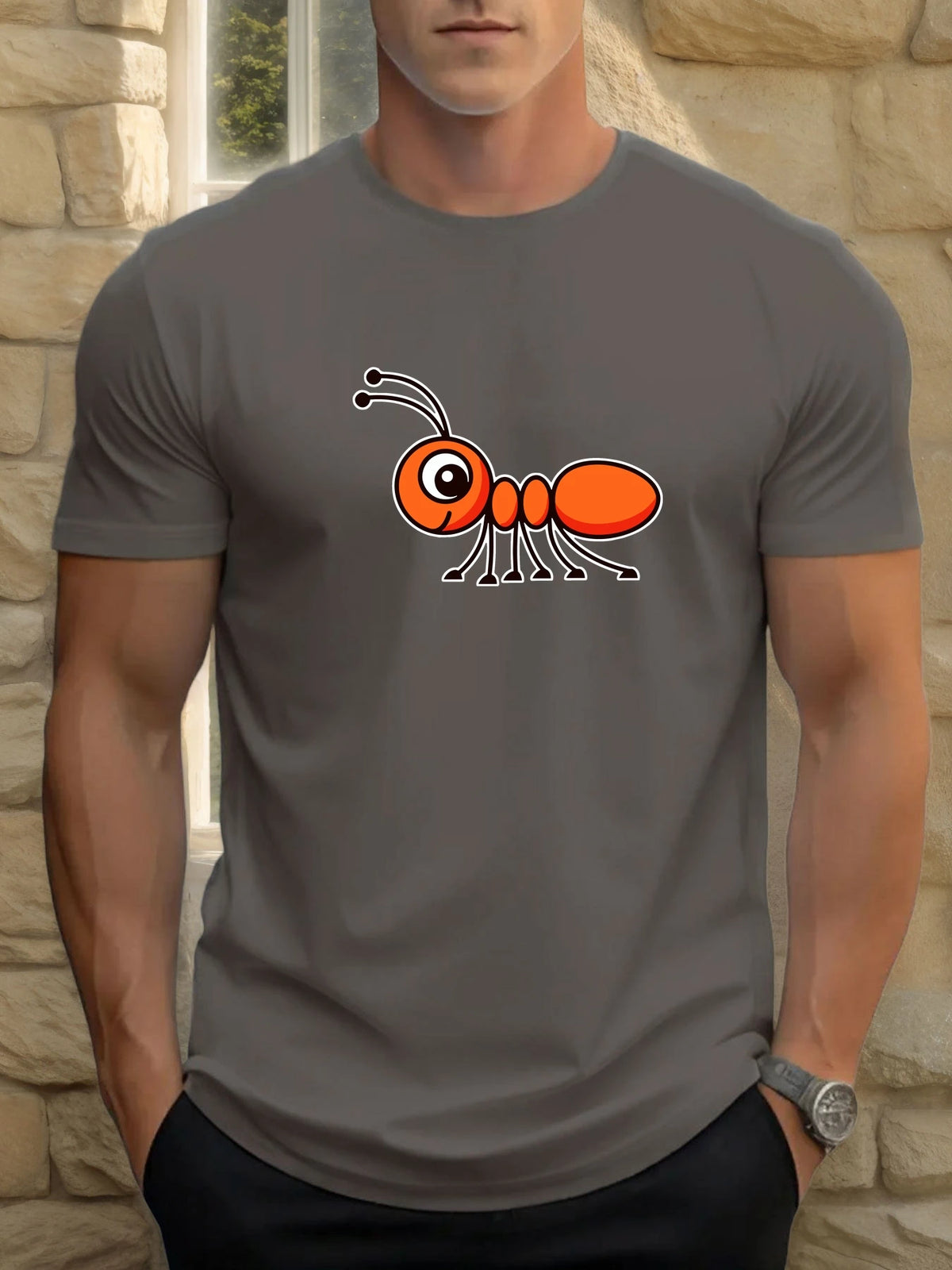 T-Shirt Homme 100% Coton Imprimé Graphique – Col Rond, Style Casual