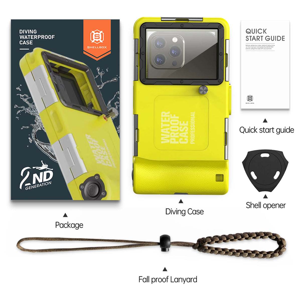 Étui Étanche Shellbox IP68 Multicolore 6,9" — 15m/50ft, Photo Plongée Professionnelle
