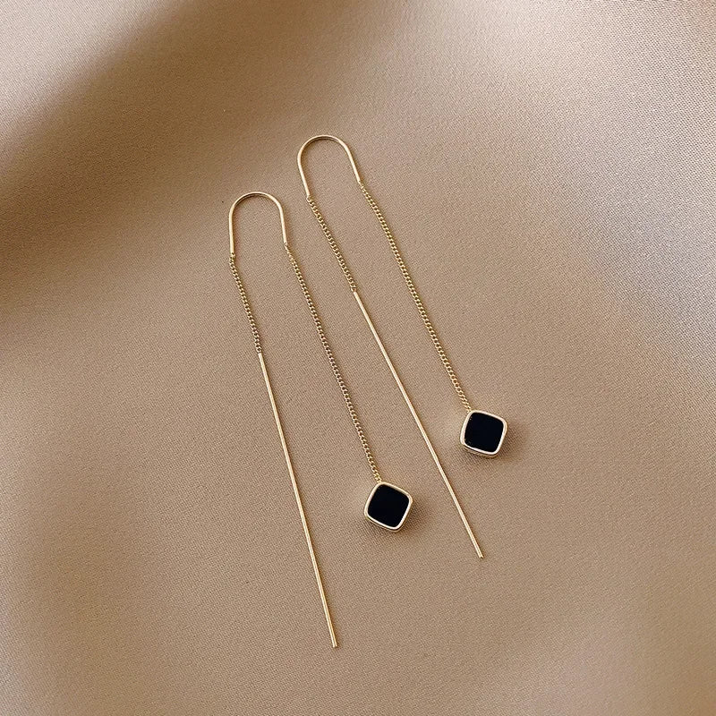 Boucles d'Oreilles Pendantes Zircon Cristal — Ear Line Rose Gold Femme