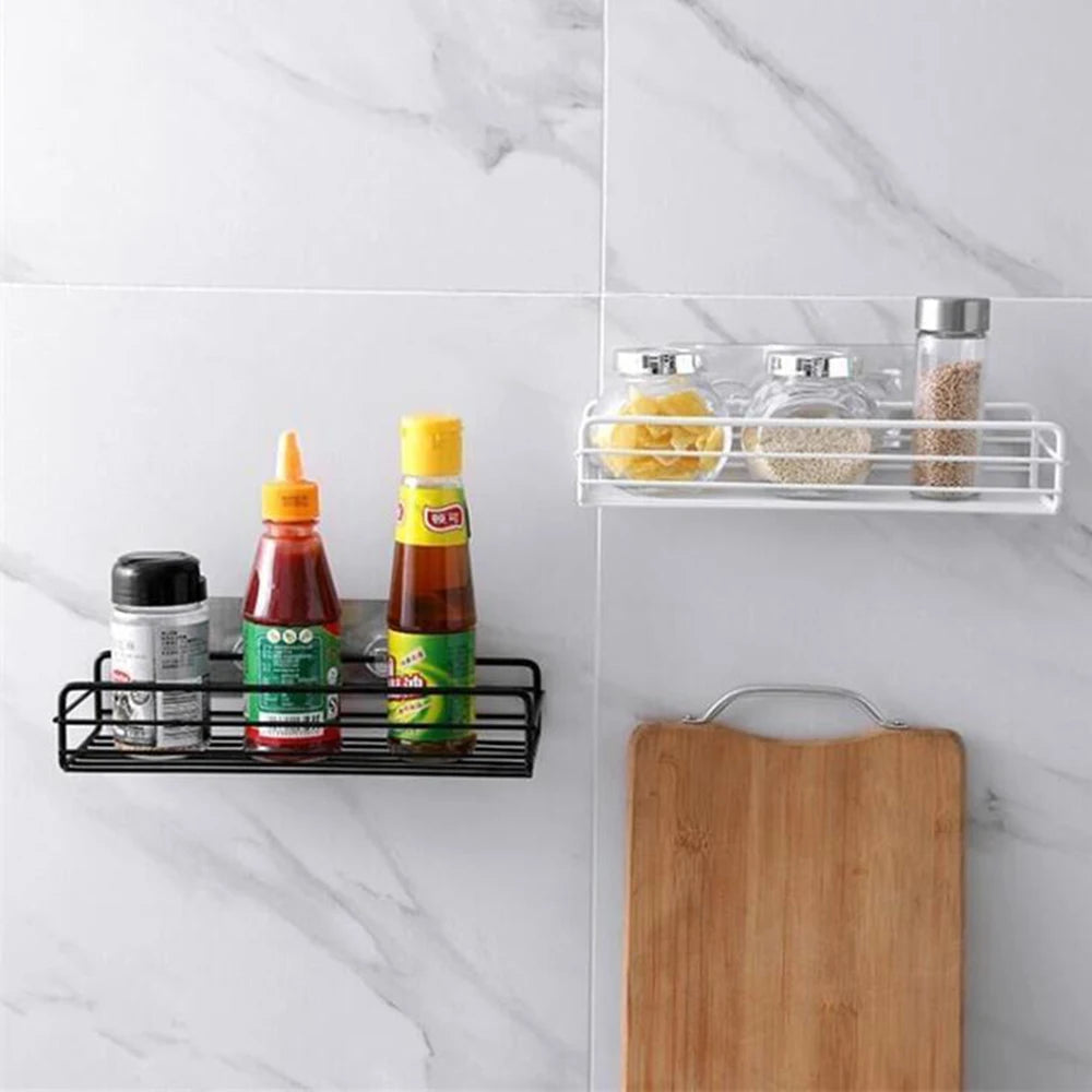 Étagère d'Angle Salle de Bain & Cuisine – En Fer, Sans Perçage